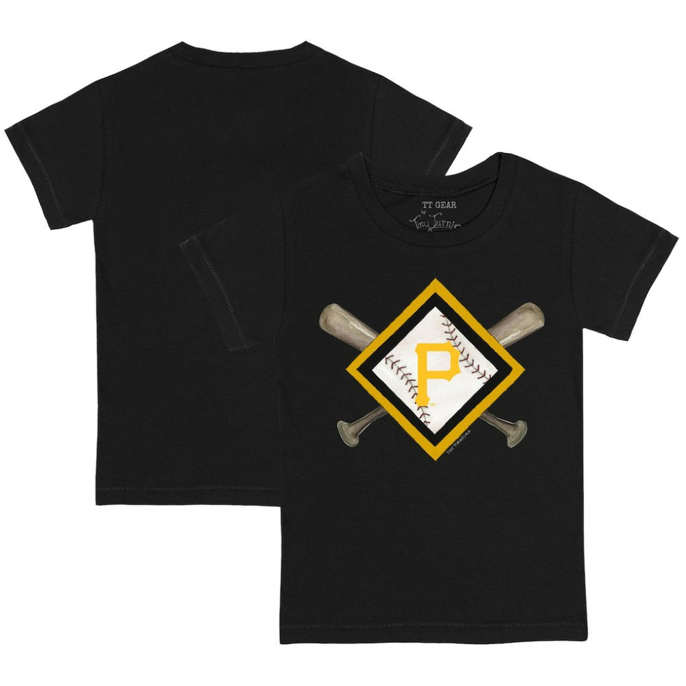 Pittsburgh Pirates Tiny Turnip Youth Diamond Cross Bats T-Shirt - Black T-shirts