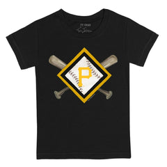 Pittsburgh Pirates Tiny Turnip Youth Diamond Cross Bats T-Shirt - Black T-shirts