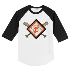 San Francisco Giants Tiny Turnip Youth Diamond Cross Bats 3/4-Sleeve Raglan T-Shirt - White/Black T-shirts