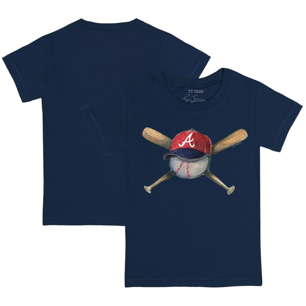 Atlanta Braves Tiny Turnip Youth Hat Crossbats T-Shirt - Navy Hats