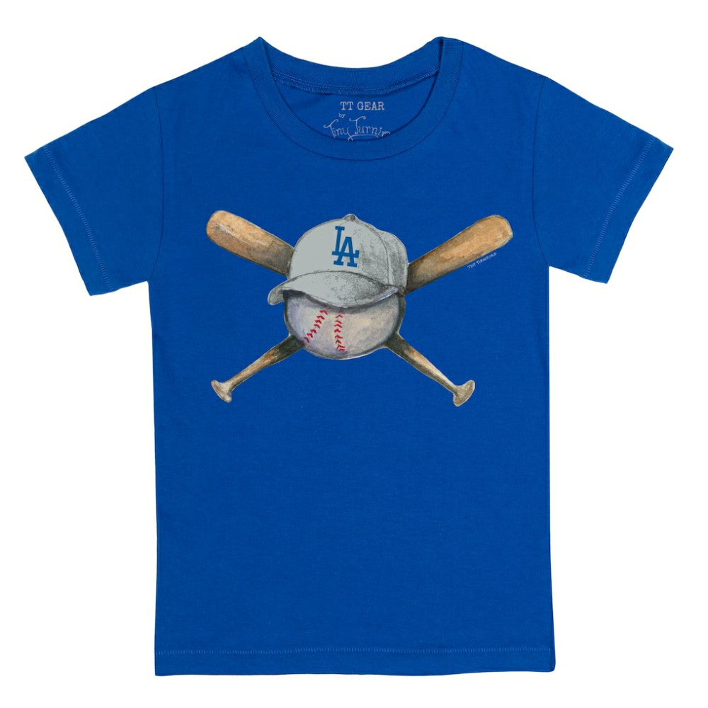 Los Angeles Dodgers Tiny Turnip Youth Hat Crossbats T-Shirt - Royal Hats