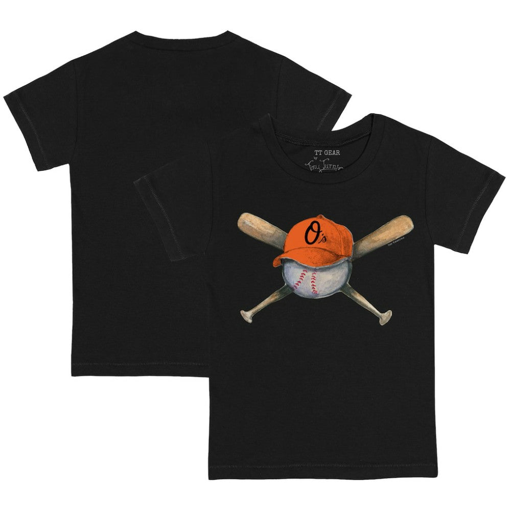 Baltimore Orioles Tiny Turnip Youth Hat Crossbats T-Shirt - Black Hats