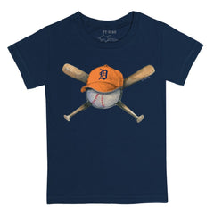 Detroit Tigers Tiny Turnip Youth Hat Crossbats T-Shirt - Navy Hats
