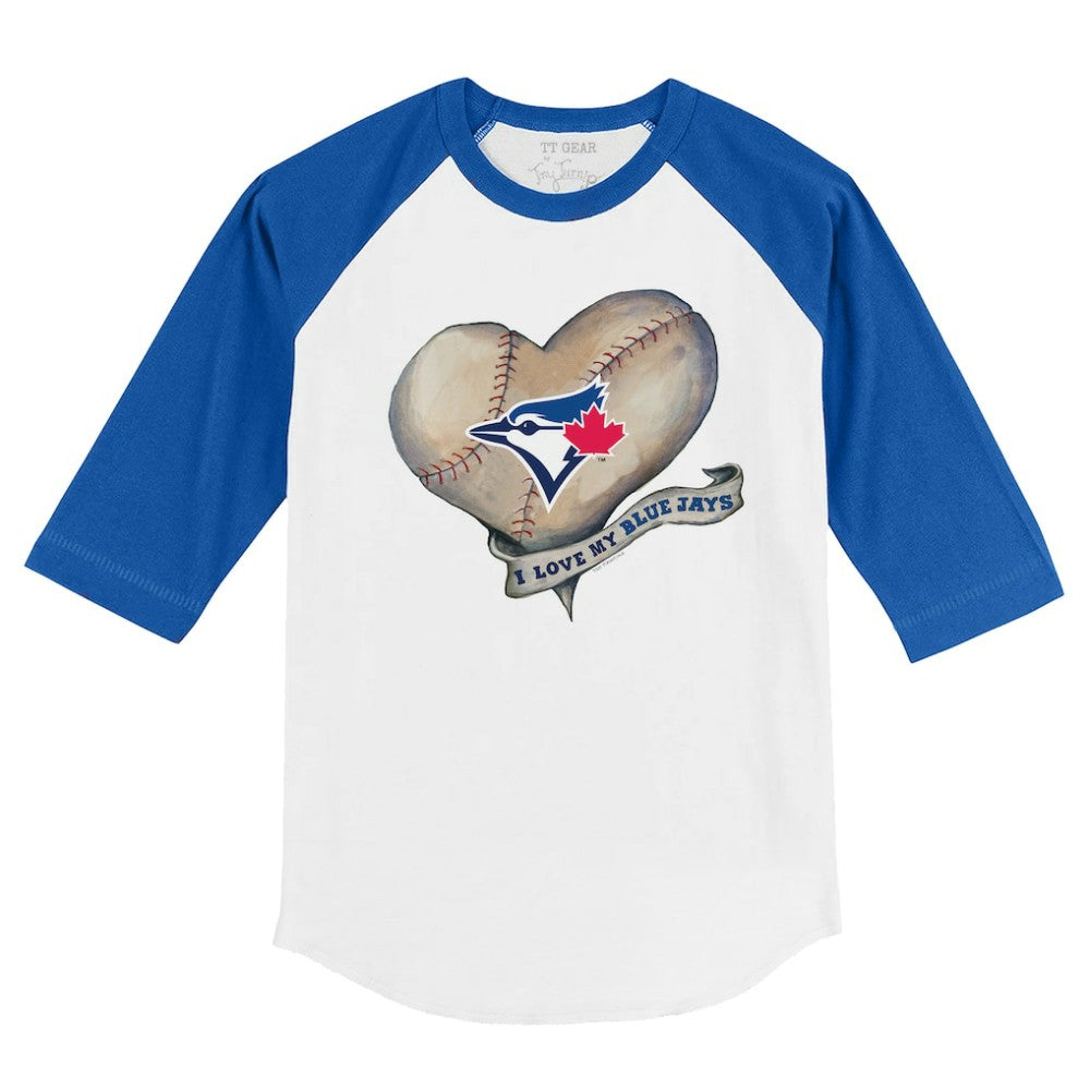 Toronto Blue Jays Tiny Turnip Youth Heart Banner 3/4-Sleeve Raglan T-Shirt - White/Royal T-shirts