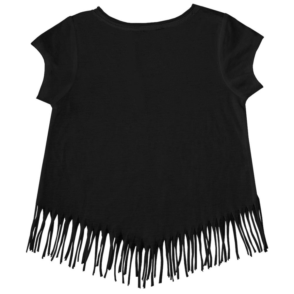 Baltimore Orioles Tiny Turnip Girls Youth Heart Bat Fringe T-Shirt - Black T-shirts