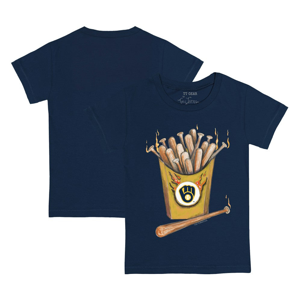 Milwaukee Brewers Tiny Turnip Youth Hot Bats T-Shirt - Navy T-shirts
