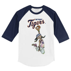 Detroit Tigers Tiny Turnip Youth Jada 3/4-Sleeve Raglan T-Shirt - White/Navy T-shirts