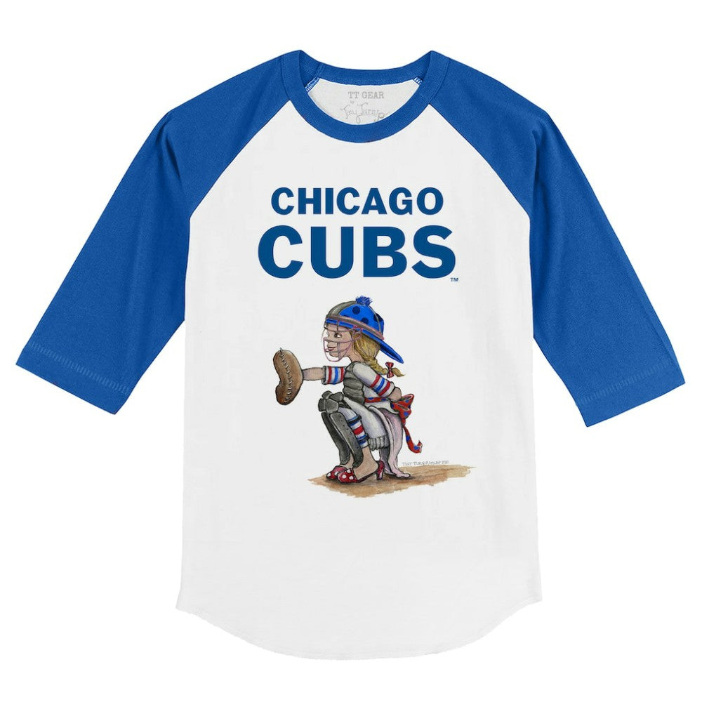 Chicago Cubs Tiny Turnip Youth Kate 3/4-Sleeve Raglan T-Shirt - White/Royal T-shirts