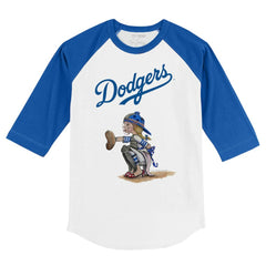 Los Angeles Dodgers Tiny Turnip Youth Kate 3/4-Sleeve Raglan T-Shirt - White/Royal T-shirts