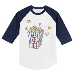 Minnesota Twins Tiny Turnip Youth Popcorn 3/4-Sleeve Raglan T-Shirt - White/Navy T-shirts