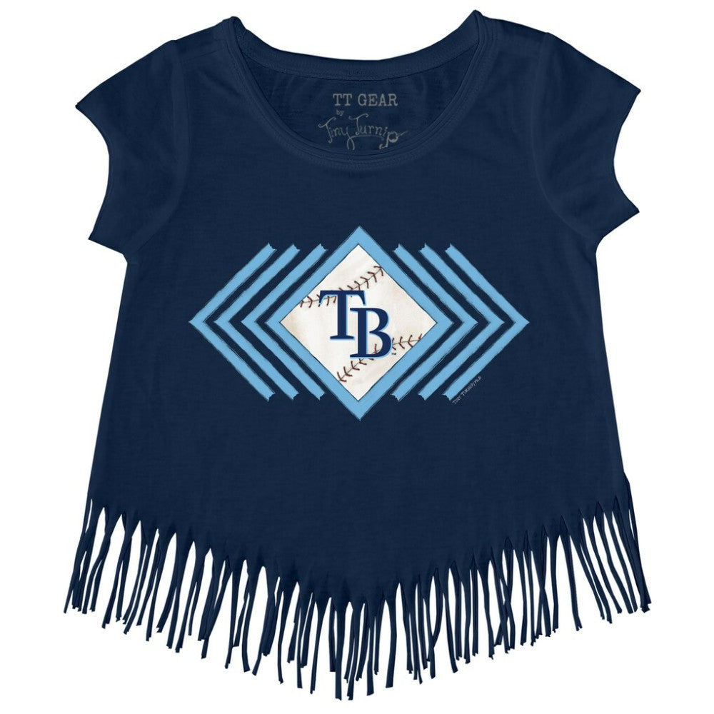 Tampa Bay Rays Tiny Turnip Girls Youth Prism Arrows Fringe T-Shirt - Navy T-shirts