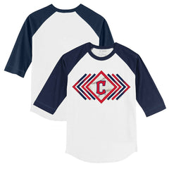 Cleveland Guardians Tiny Turnip Youth Prism Arrows 3/4-Sleeve Raglan T-Shirt - White/Navy T-shirts