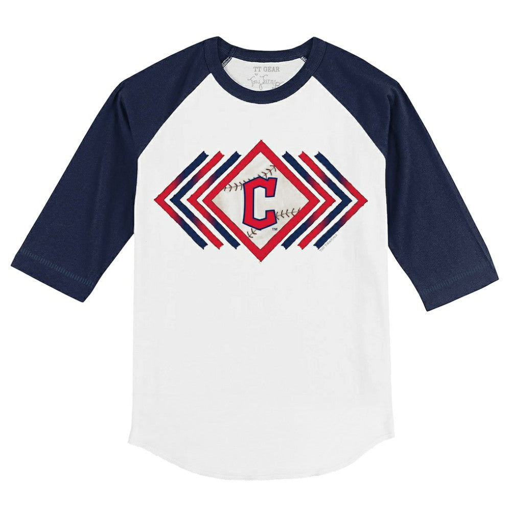 Cleveland Guardians Tiny Turnip Youth Prism Arrows 3/4-Sleeve Raglan T-Shirt - White/Navy T-shirts