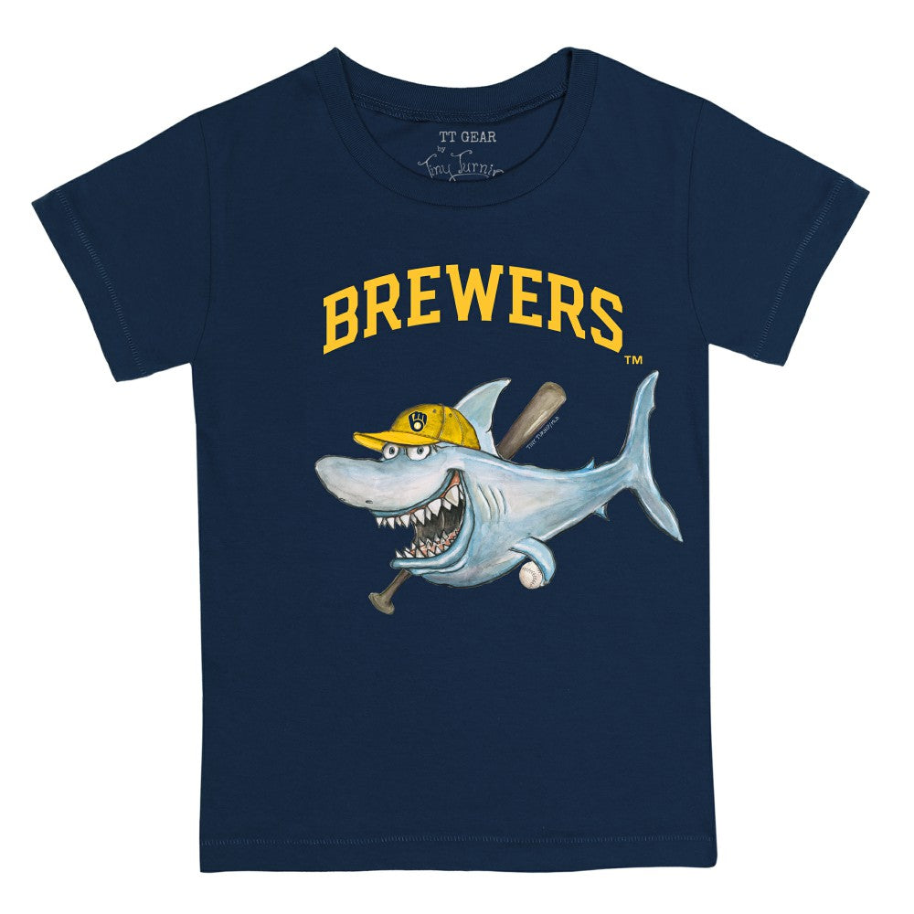 Milwaukee Brewers Tiny Turnip Youth Shark T-Shirt - Navy T-shirts