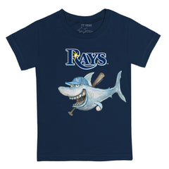 Tampa Bay Rays Tiny Turnip Youth Shark T-Shirt - Navy T-shirts