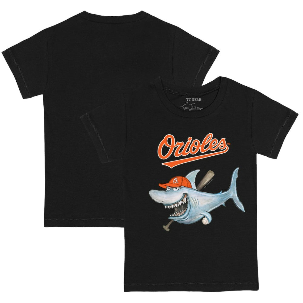 Baltimore Orioles Tiny Turnip Youth Shark T-Shirt - Black T-shirts
