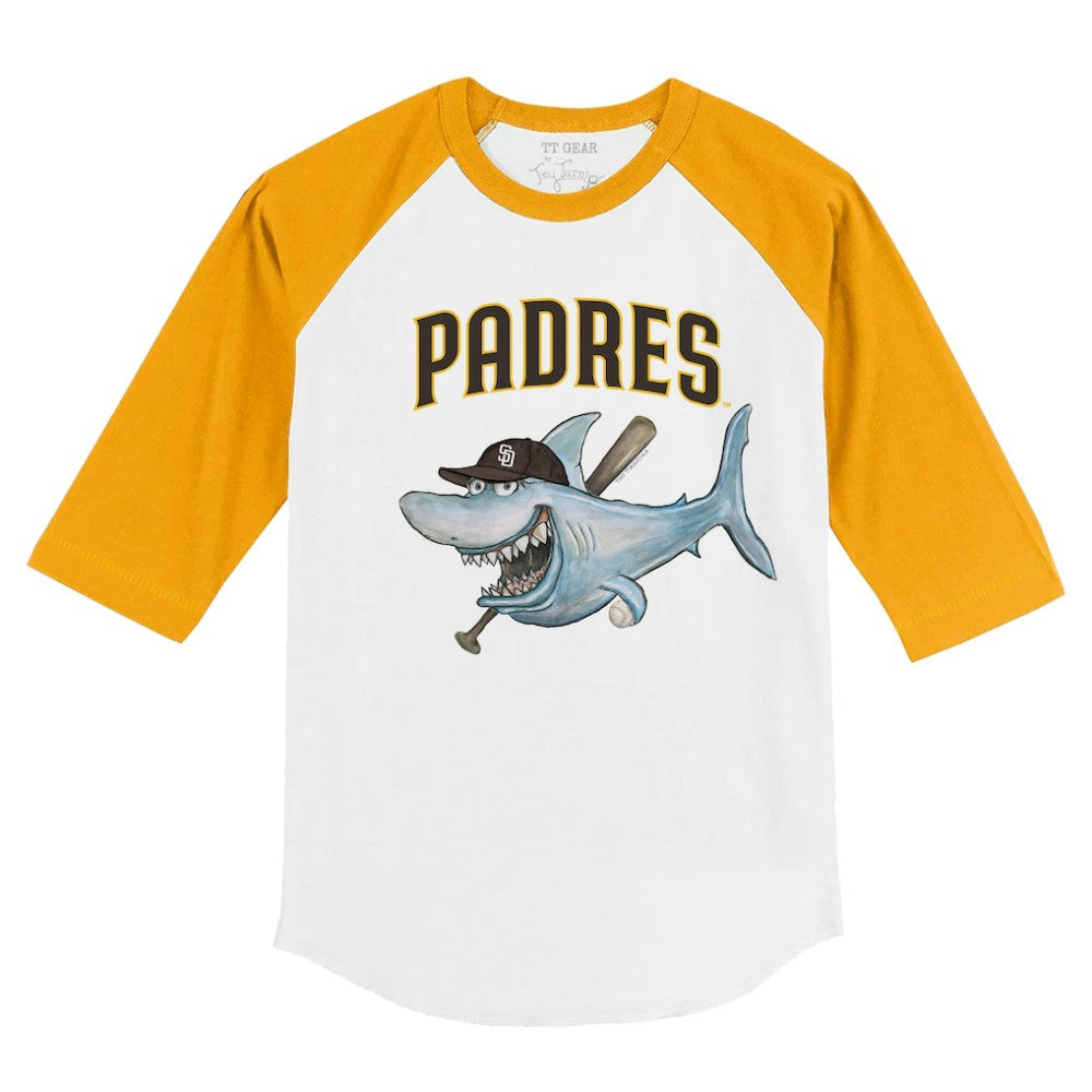 San Diego Padres Tiny Turnip Youth Shark 3/4-Sleeve Raglan T-Shirt - White/Gold T-shirts