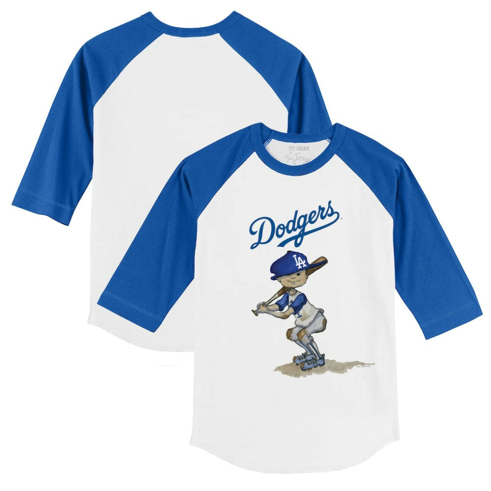 Los Angeles Dodgers Tiny Turnip Youth Slugger 3/4-Sleeve Raglan T-Shirt - White/Royal T-shirts