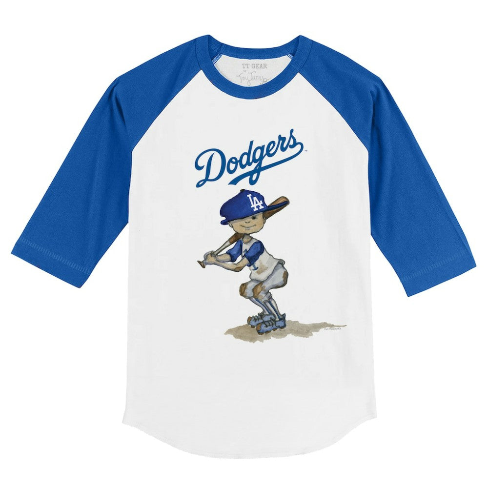Los Angeles Dodgers Tiny Turnip Youth Slugger 3/4-Sleeve Raglan T-Shirt - White/Royal T-shirts