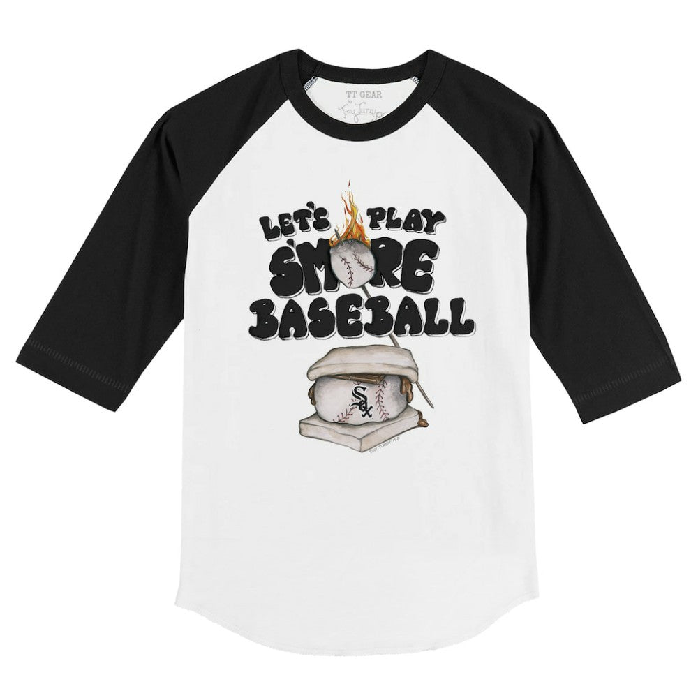 Chicago White Sox Tiny Turnip Youth Smores 3/4-Sleeve Raglan T-Shirt - White/Black T-shirts