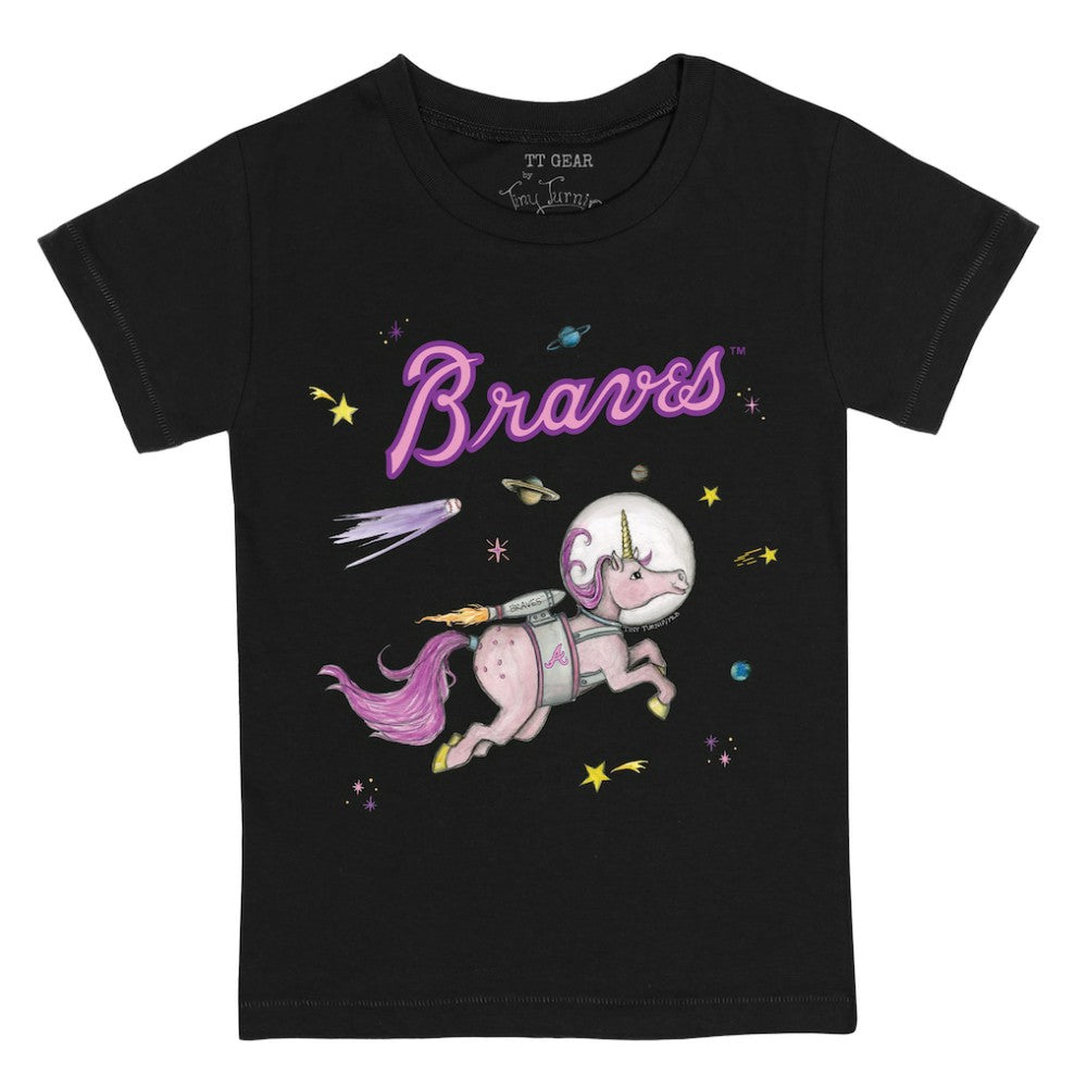 Atlanta Braves Tiny Turnip Youth Space Unicorn T-Shirt - Black T-shirts