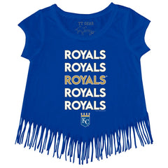 Kansas City Royals Tiny Turnip Girls Youth Stacked Fringe T-Shirt - Royal T-shirts