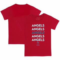 Los Angeles Angels Tiny Turnip Youth Stacked T-Shirt - Red T-shirts