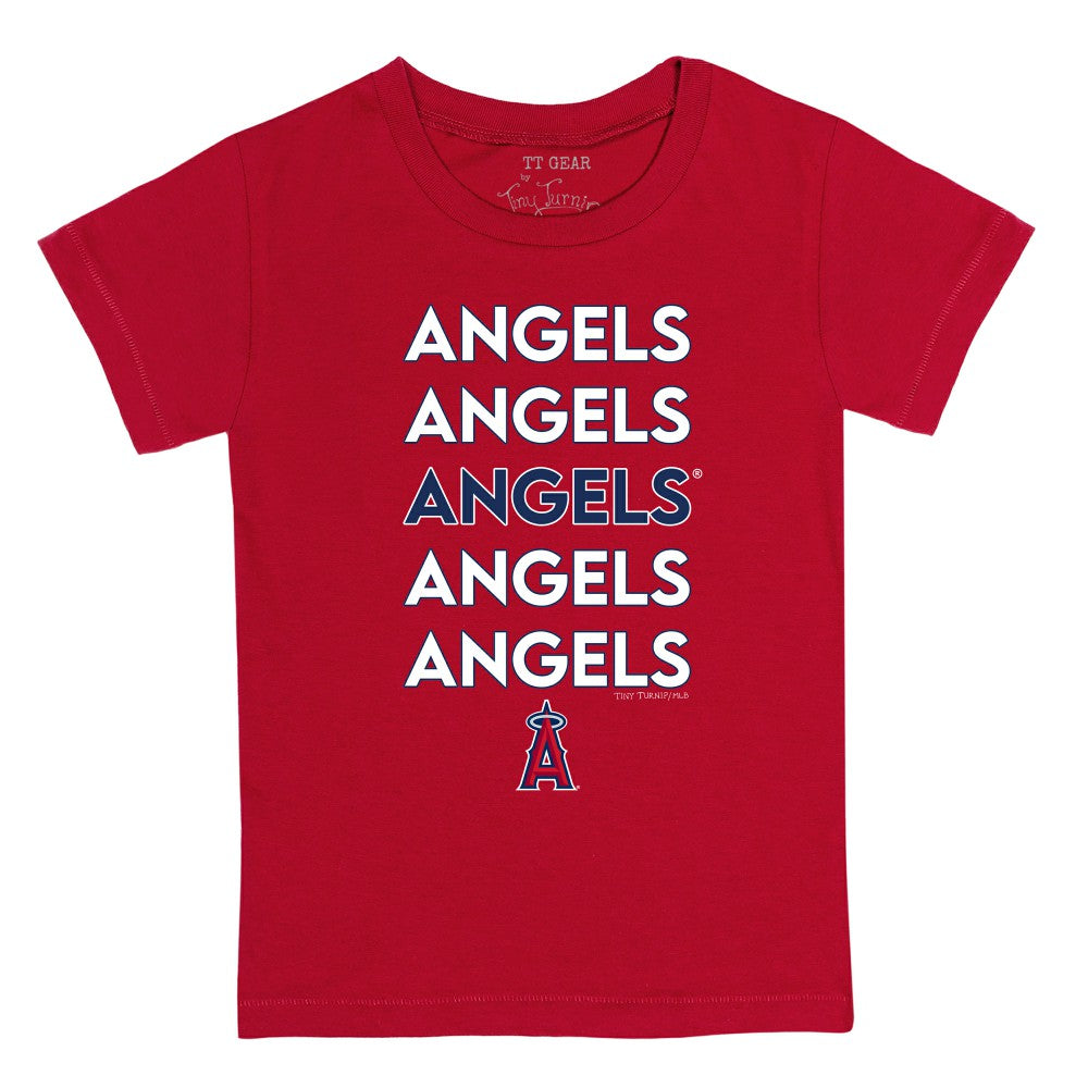 Los Angeles Angels Tiny Turnip Youth Stacked T-Shirt - Red T-shirts