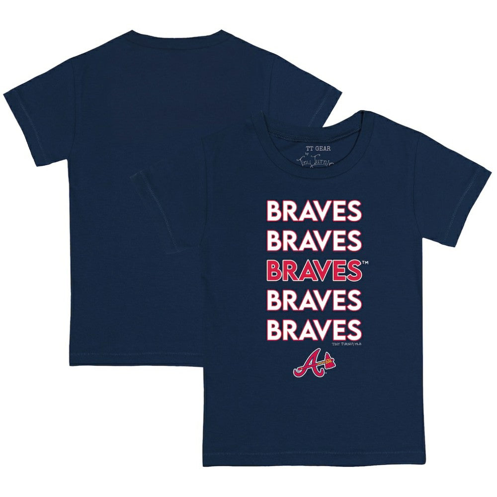 Atlanta Braves Tiny Turnip Youth Stacked T-Shirt - Navy T-shirts