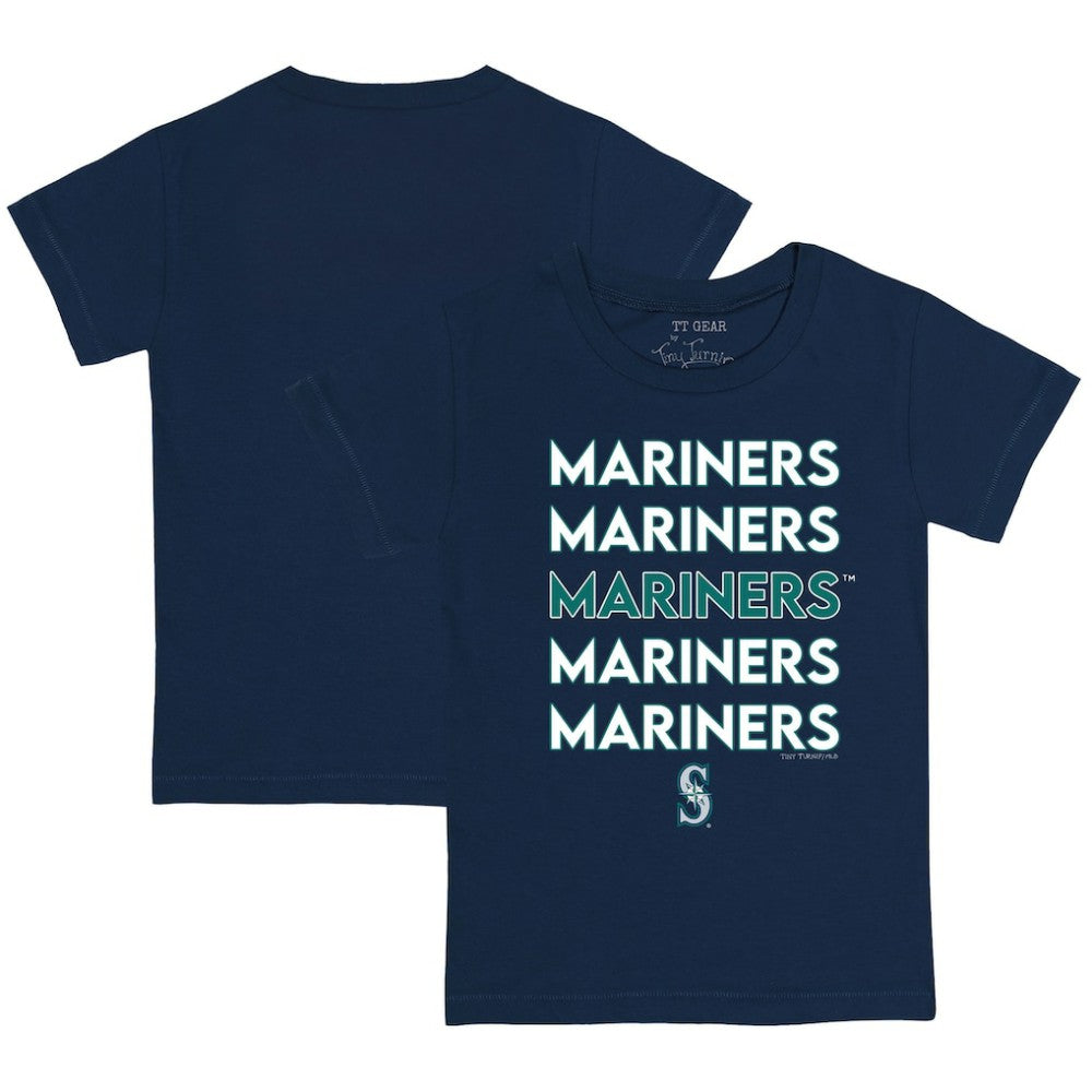 Seattle Mariners Tiny Turnip Youth Stacked T-Shirt - Navy T-shirts