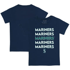 Seattle Mariners Tiny Turnip Youth Stacked T-Shirt - Navy T-shirts