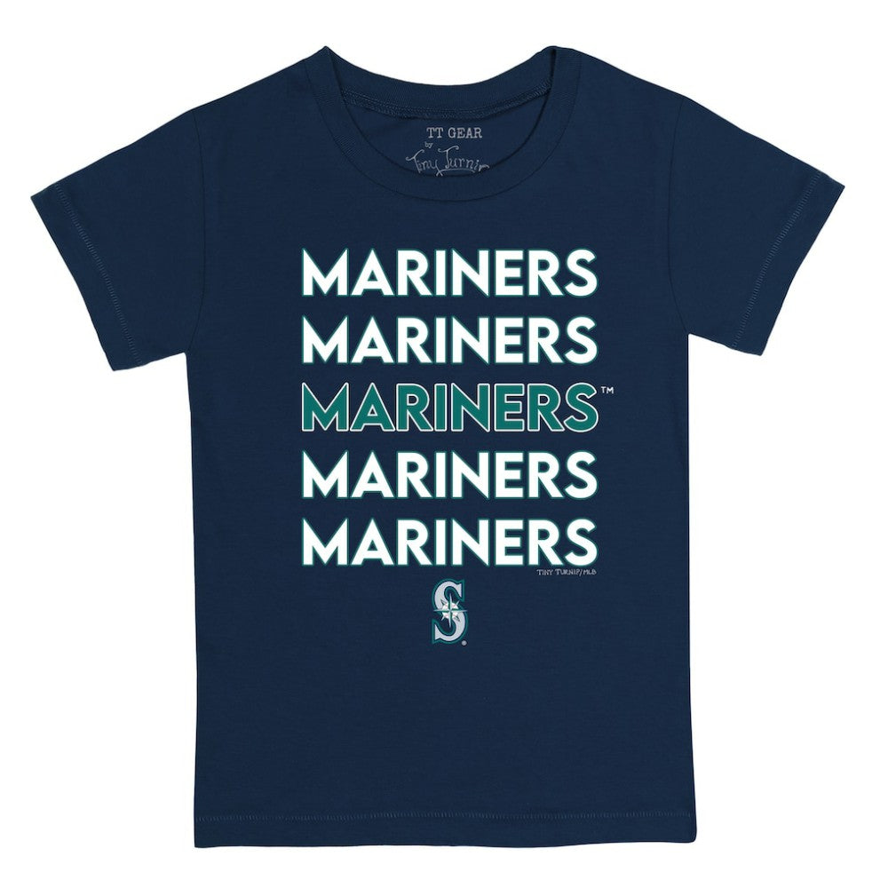 Seattle Mariners Tiny Turnip Youth Stacked T-Shirt - Navy T-shirts