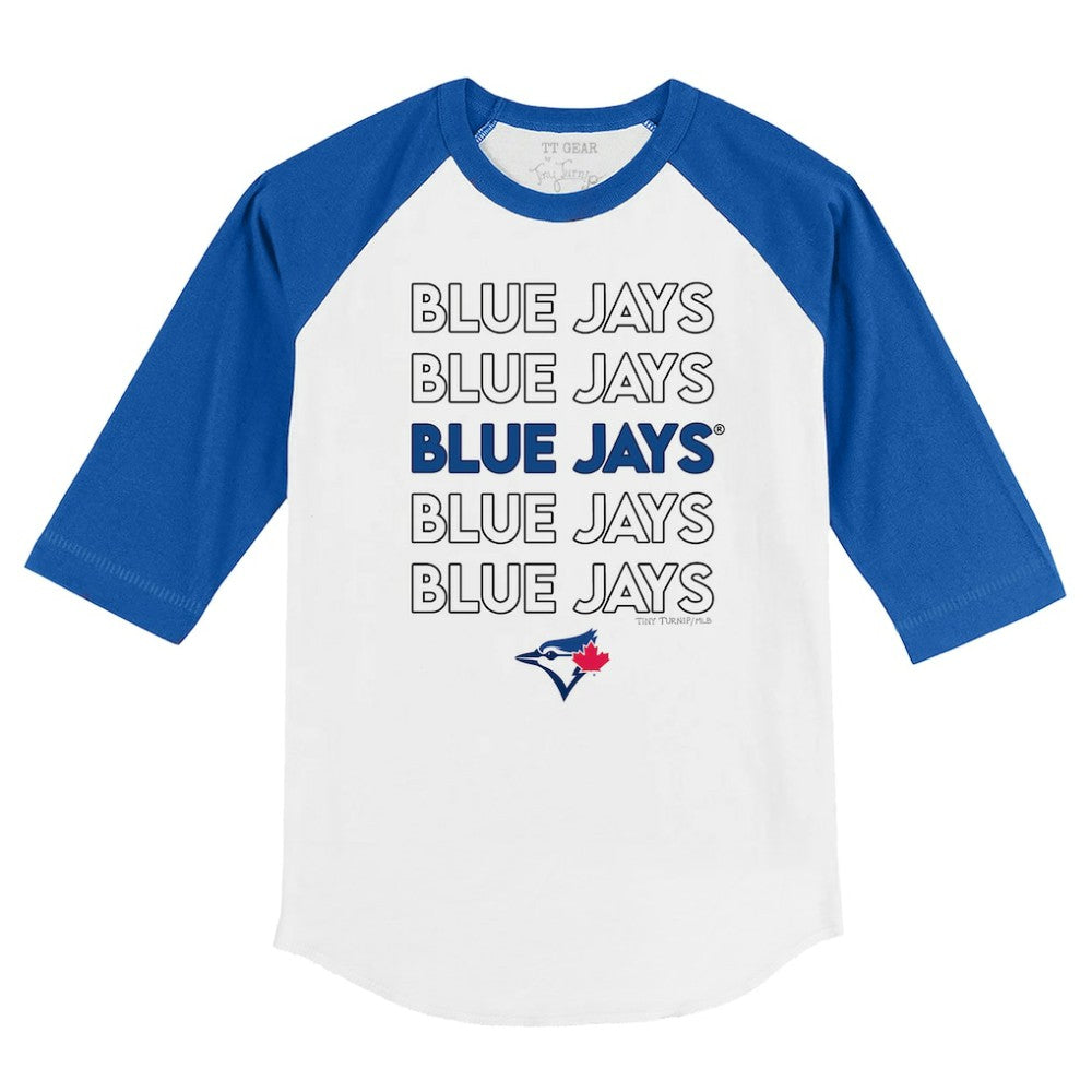 Toronto Blue Jays Tiny Turnip Youth Stacked 3/4-Sleeve Raglan T-Shirt - White/Royal T-shirts