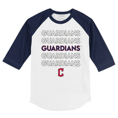 Cleveland Guardians Tiny Turnip Youth Stacked 3/4-Sleeve Raglan T-Shirt - White/Navy T-shirts