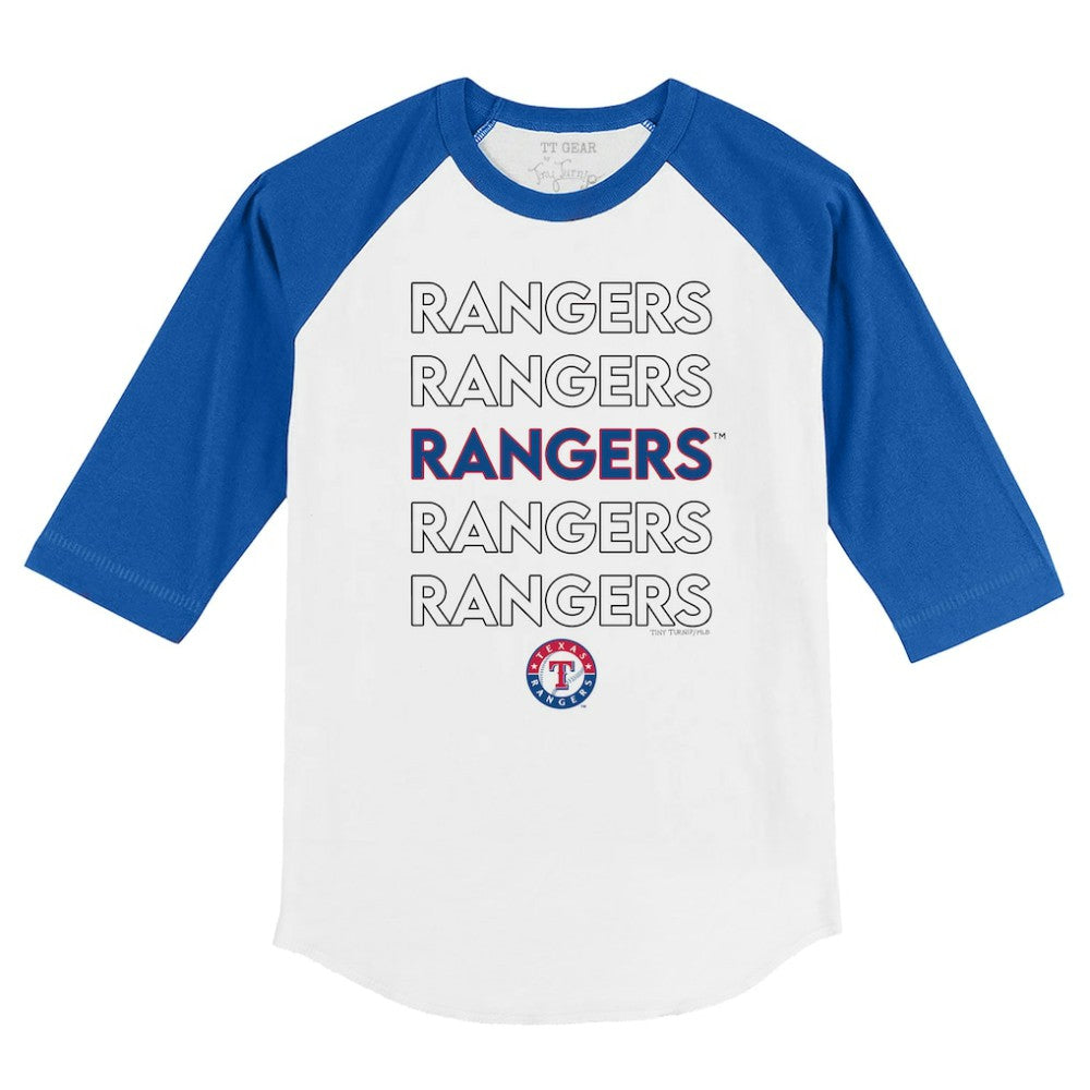 Texas Rangers Tiny Turnip Youth Stacked 3/4-Sleeve Raglan T-Shirt - White/Royal T-shirts
