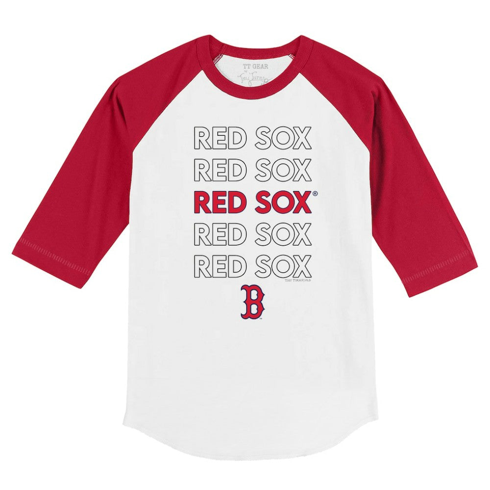 Boston Red Sox Tiny Turnip Youth Stacked 3/4-Sleeve Raglan T-Shirt - White/Red T-shirts