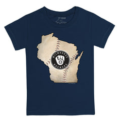 Milwaukee Brewers Tiny Turnip Youth State Outline T-Shirt - Navy T-shirts
