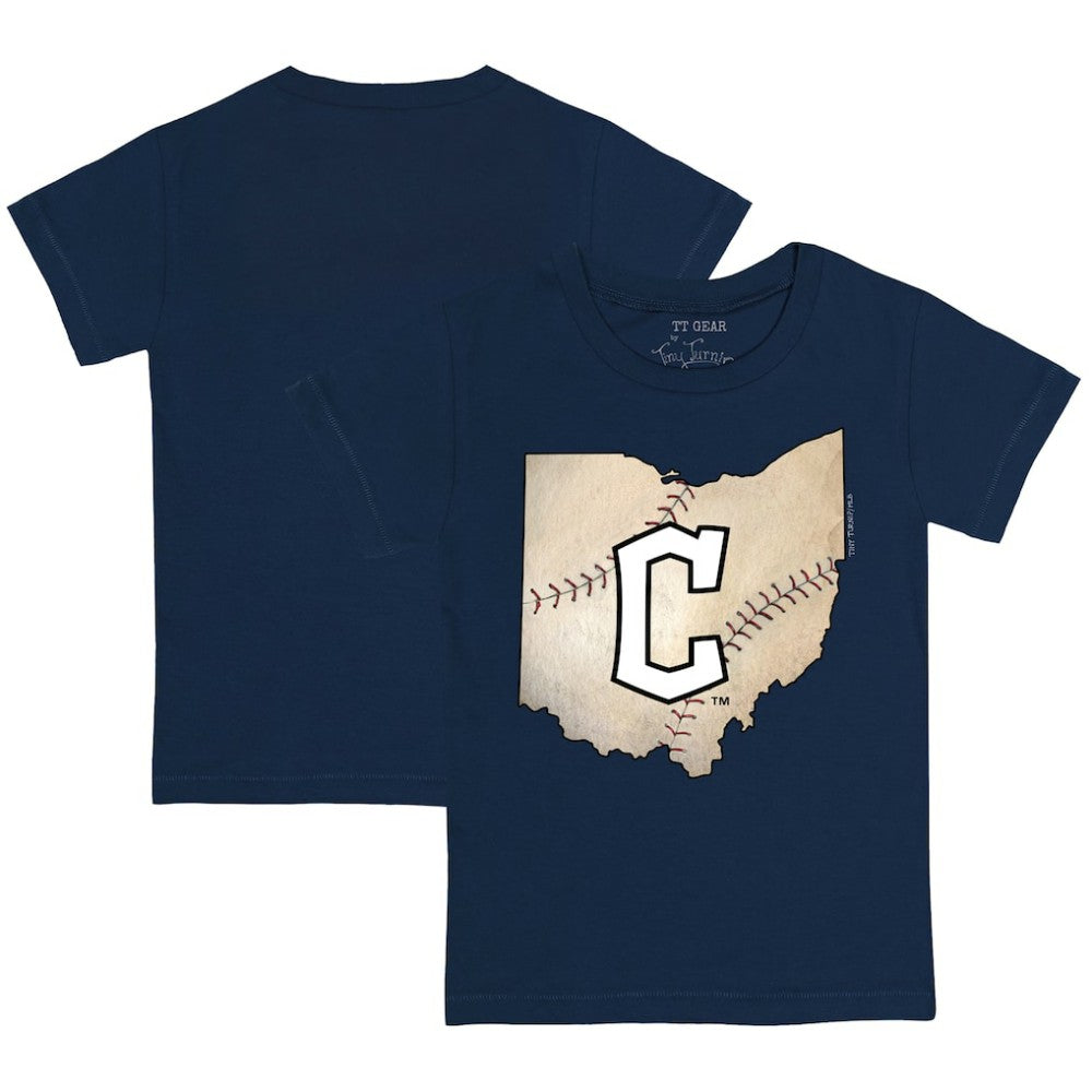 Cleveland Guardians Tiny Turnip Youth State Outline T-Shirt - Navy T-shirts