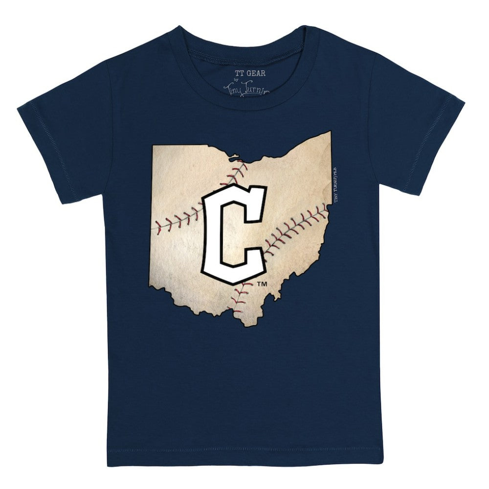 Cleveland Guardians Tiny Turnip Youth State Outline T-Shirt - Navy T-shirts