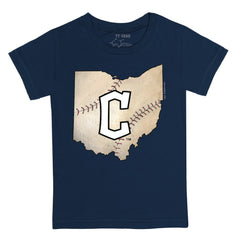 Cleveland Guardians Tiny Turnip Youth State Outline T-Shirt - Navy T-shirts