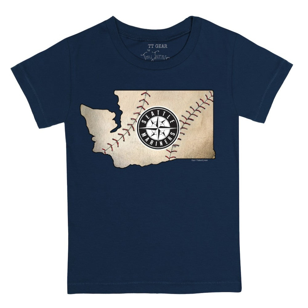 Seattle Mariners Tiny Turnip Youth State Outline T-Shirt - Navy T-shirts