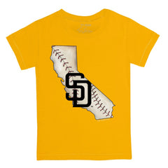 San Diego Padres Tiny Turnip Youth State Outline T-Shirt - Gold T-shirts