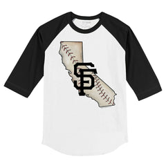 San Francisco Giants Tiny Turnip Youth State Outline 3/4-Sleeve Raglan T-Shirt - White/Black T-shirts