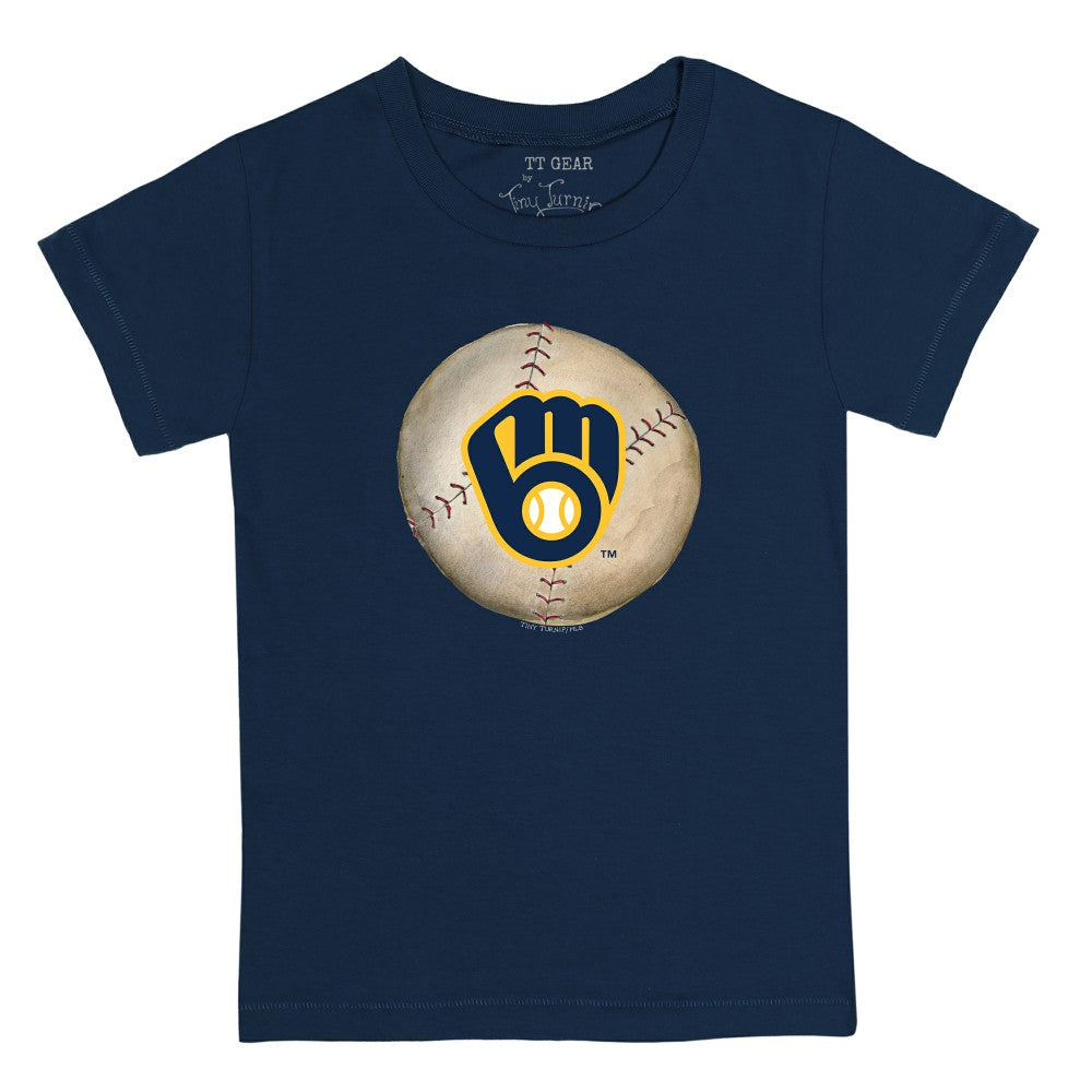 Milwaukee Brewers Tiny Turnip Youth Stitched Baseball T-Shirt - Navy T-shirts