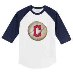 Cleveland Guardians Tiny Turnip Youth Stitched Baseball 3/4-Sleeve Raglan T-Shirt - White/Navy T-shirts