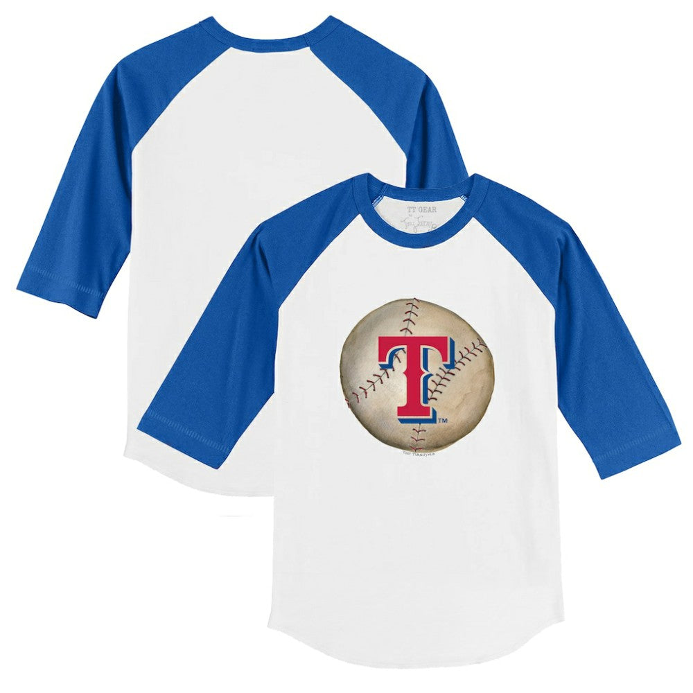 Texas Rangers Tiny Turnip Youth Stitched Baseball 3/4-Sleeve Raglan T-Shirt - White/Royal T-shirts