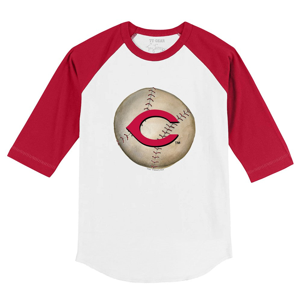 Cincinnati Reds Tiny Turnip Youth Stitched Baseball 3/4-Sleeve Raglan T-Shirt - White/Red T-shirts