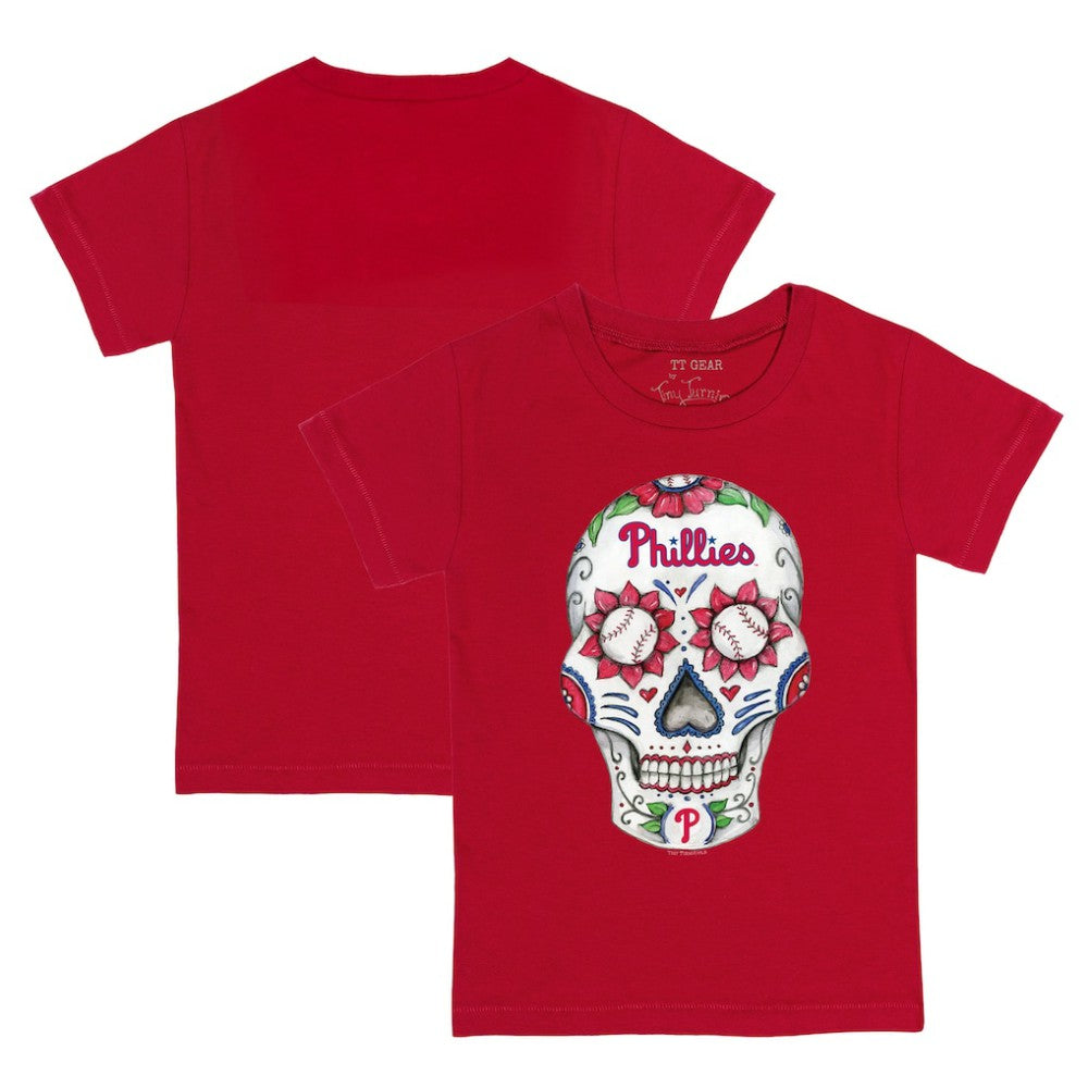Philadelphia Phillies Tiny Turnip Youth Sugar Skull T-Shirt - Red T-shirts