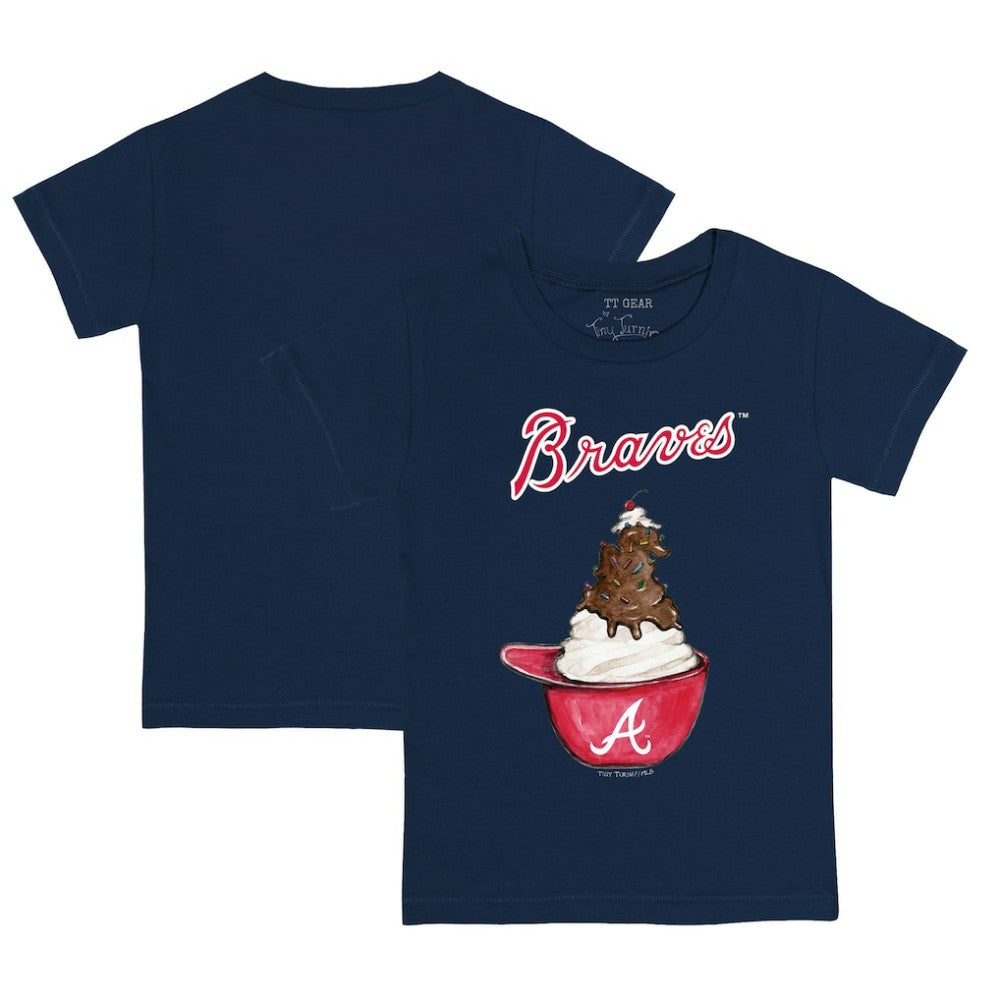 Atlanta Braves Tiny Turnip Youth Sundae Helmet T-Shirt - Navy T-shirts