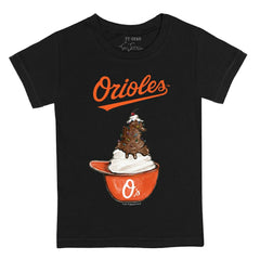 Baltimore Orioles Tiny Turnip Youth Sundae Helmet T-Shirt - Black T-shirts